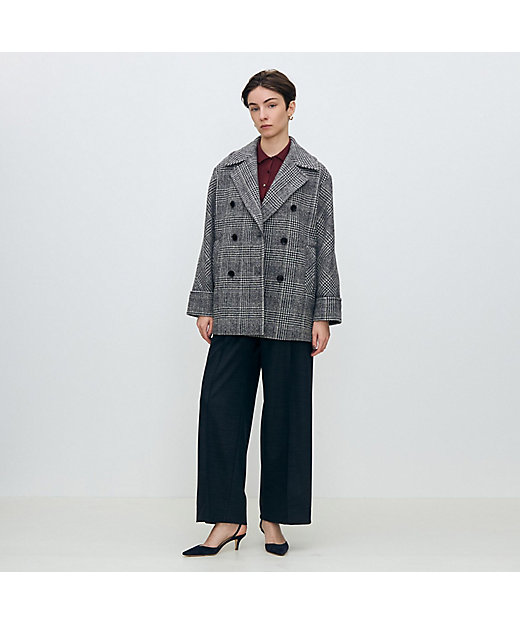 ウールカシミヤグレンチェック ダブルブレストコート | maison