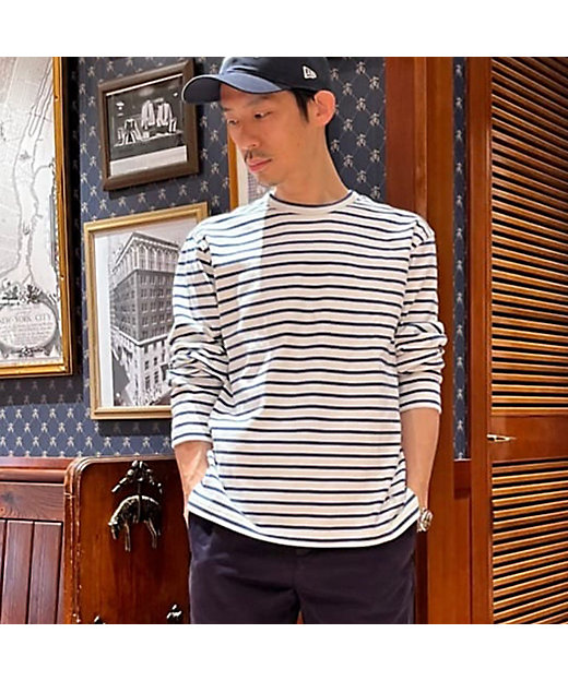 コットン GFロゴ マリナーストライプ ロングスリーブTシャツ