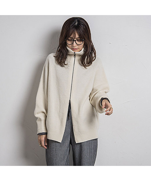 カタログ掲載】カシミヤブレンドダブルジップニットブルゾン≪手洗い