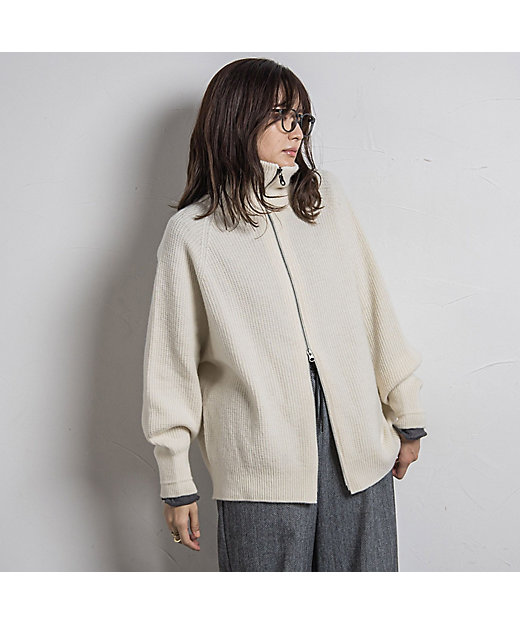 カタログ掲載】カシミヤブレンドダブルジップニットブルゾン≪手洗い