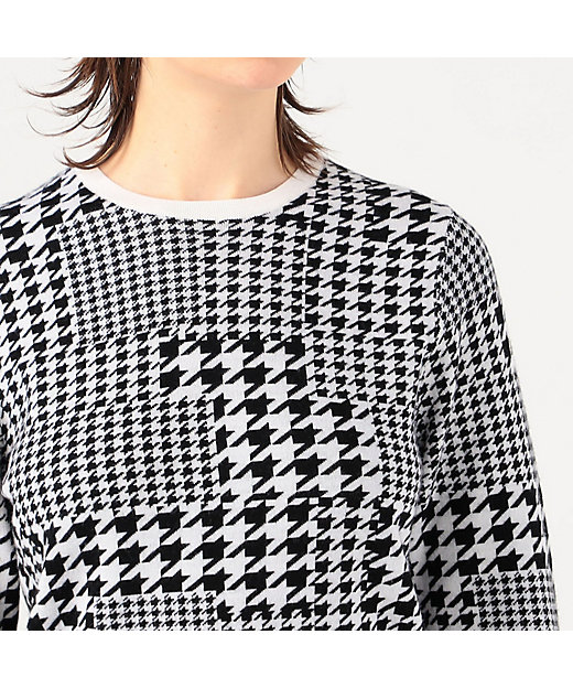 ウーステッドウールジャカード クルーネックプルオーバー | maison