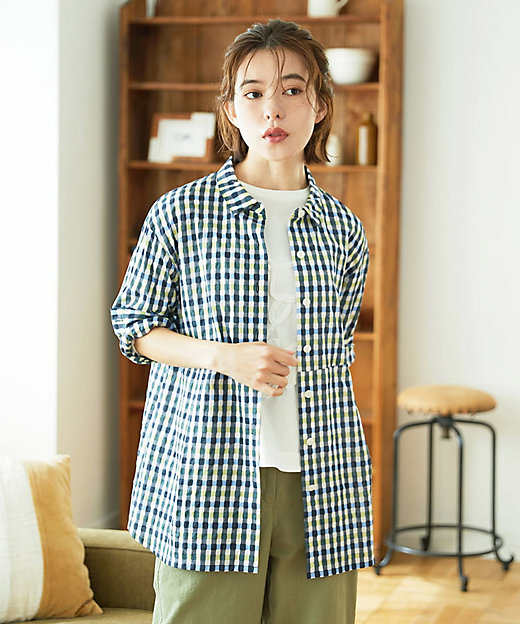 塩縮ギンガムプリントチュニックブラウス | GIANNI LO GIUDICE(Women
