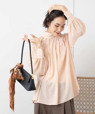 小さいサイズ］ギャザーハイネックブラウス | MICHELKLEIN(Women