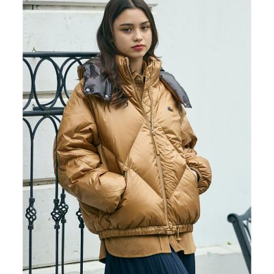 オーバーサイズ撥水ナイロンダウンジャケット ／ フード取り外し可