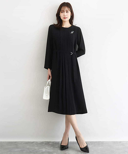 サテンジョーゼット プリーツワンピース／洗える | MK MICHEL KLEIN