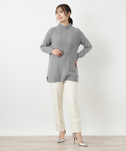 カシミヤケーブル編みボトルネックニット | Leilian (Women)/レリアン