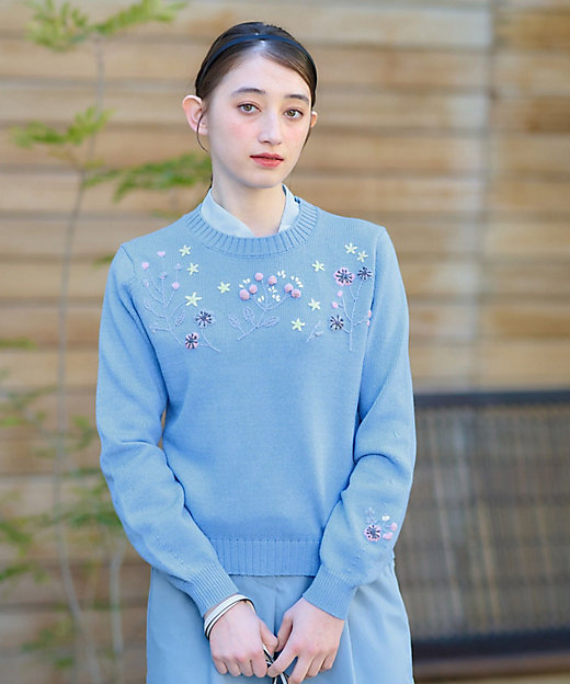 洗える 花刺繍ニット | CARA O CRUZ (Women)/キャラ・オ・クルス