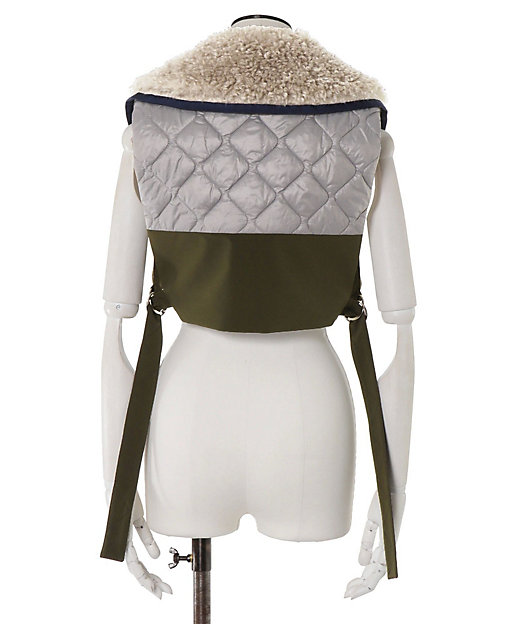 BIG COLLAR FABRIC MIX VEST【セットアップ着用