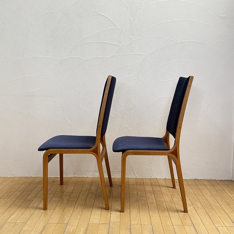 used リメイク 天童木工 ダイニングチェア2脚セット 青色 | オリジナル