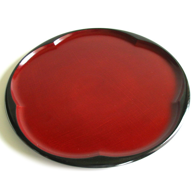 福梅盆 溜 木製 漆塗り トレー 漆器の井助