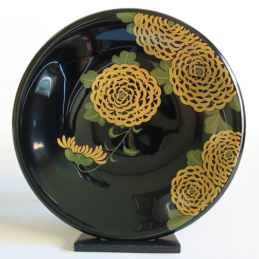 飾り皿 蒔絵 伊藤若冲写し 木製 漆塗り 絵皿 インテリア【製造中止