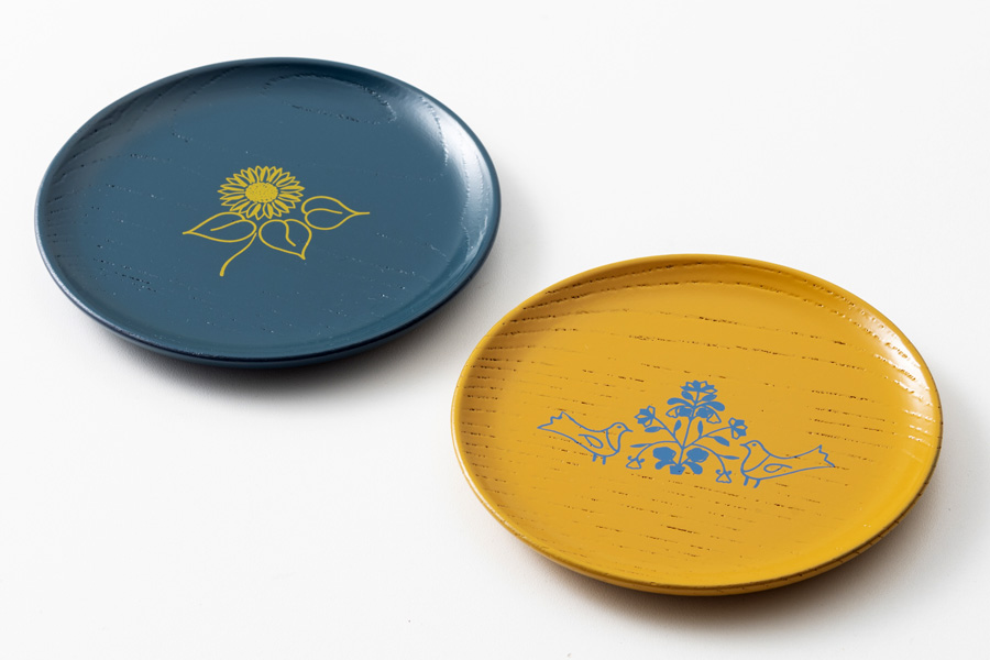 漆まめさら ウクライナデザイン コラボ＜isuke＞木製漆塗り 漆器の豆皿