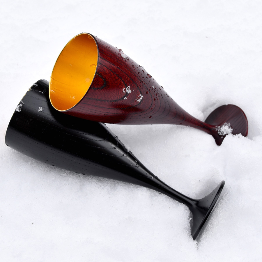 ワインペアカップ ひびき 内金箔 木製 漆塗り FC13-15 漆器の井助