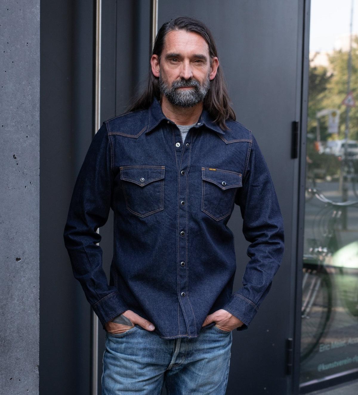 IHSH-33-IND - 12oz Selvedge Denim Western Shirt - Indigo – IRON