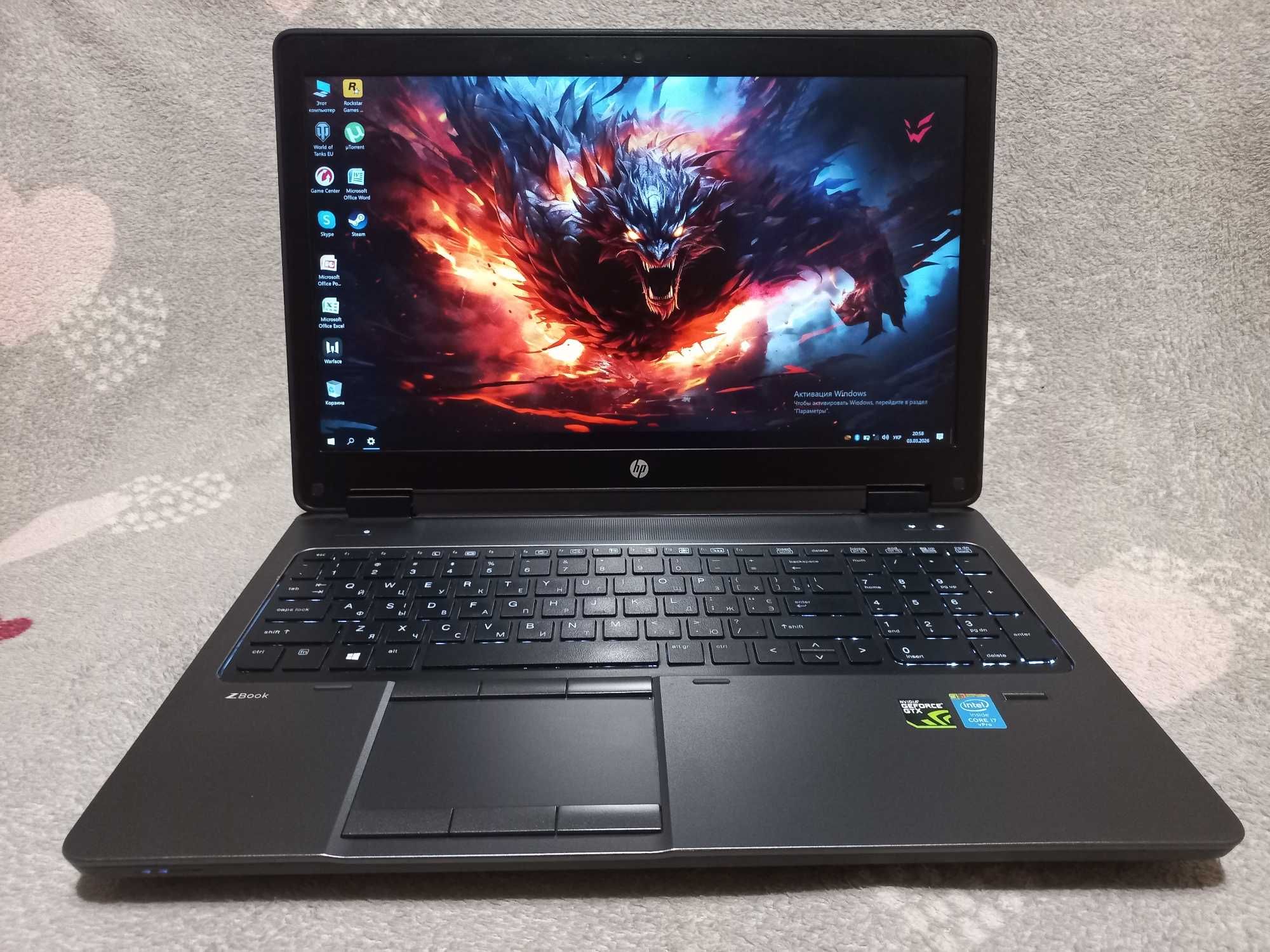 Игровой GTX 1060 (6 ГБ) / Intel Core i7 / 16 RAM/ SSD / НР Zbook15