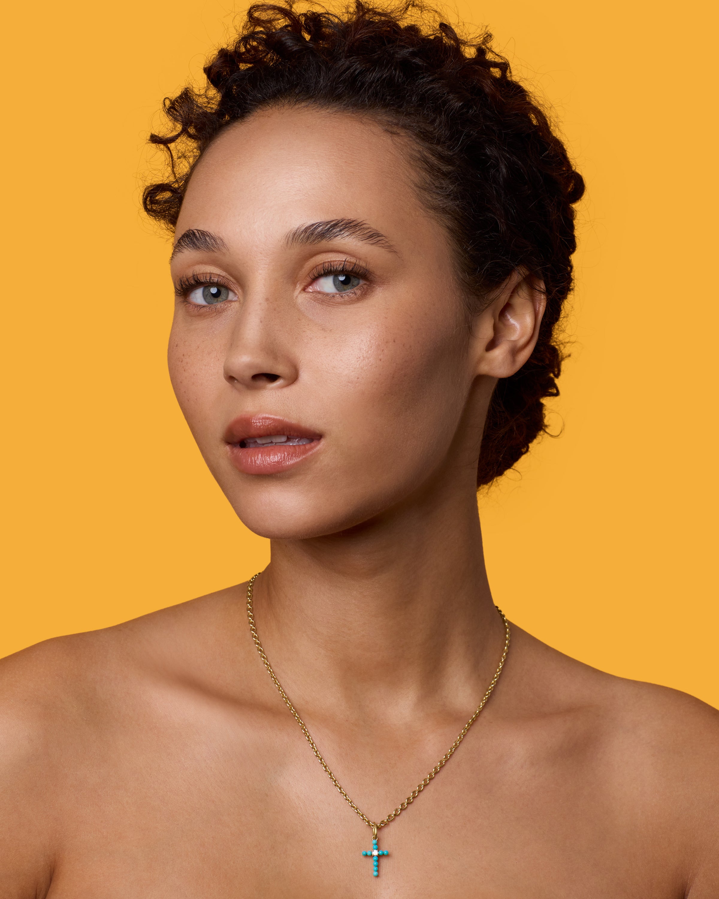 Cross Charm Turquoise and Diamond 18k Gold – Irene Neuwirth