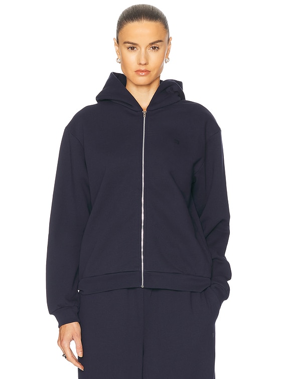 Acne Studios Hooded Zip Sweater in Navy Blue | FWRD