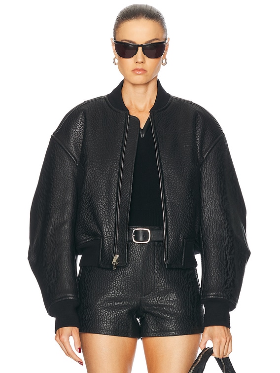 Alexander Wang Cropped Bomber Jacket in Black | FWRD