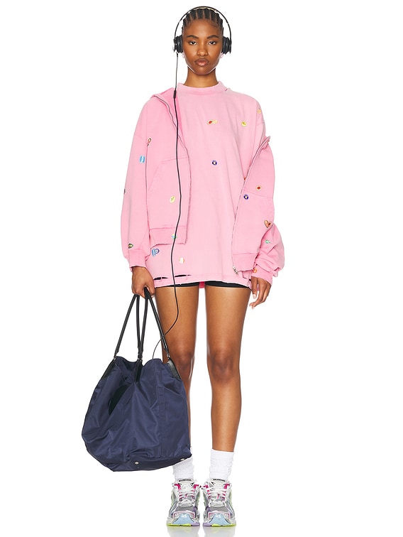 Balenciaga Zip-uo Hoodie in Faded Dirty Pink | FWRD