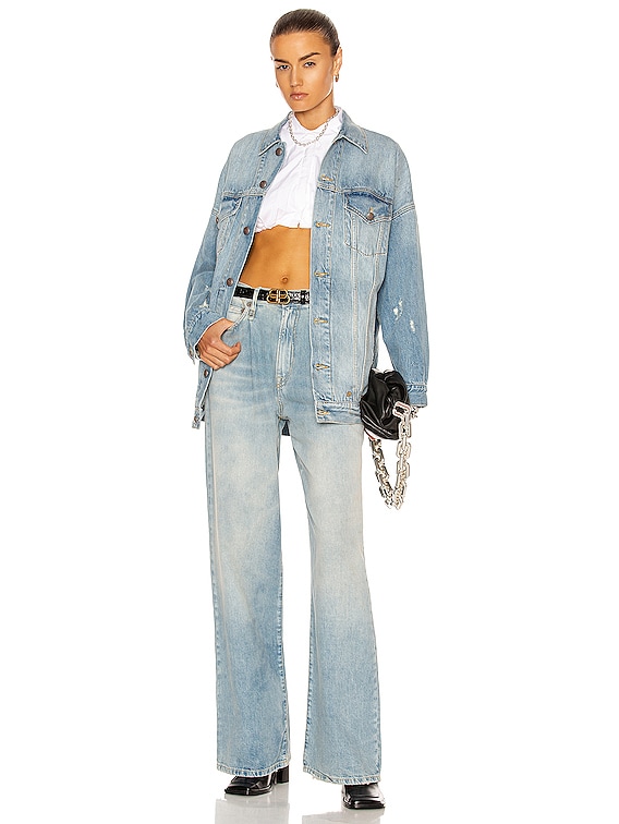 R13 Damon Pleated Wide Leg in Lennon Blue | FWRD