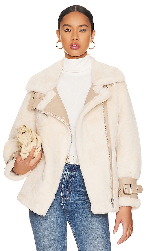 Adrienne Landau Faux Fur Jacket in Ivory | REVOLVE