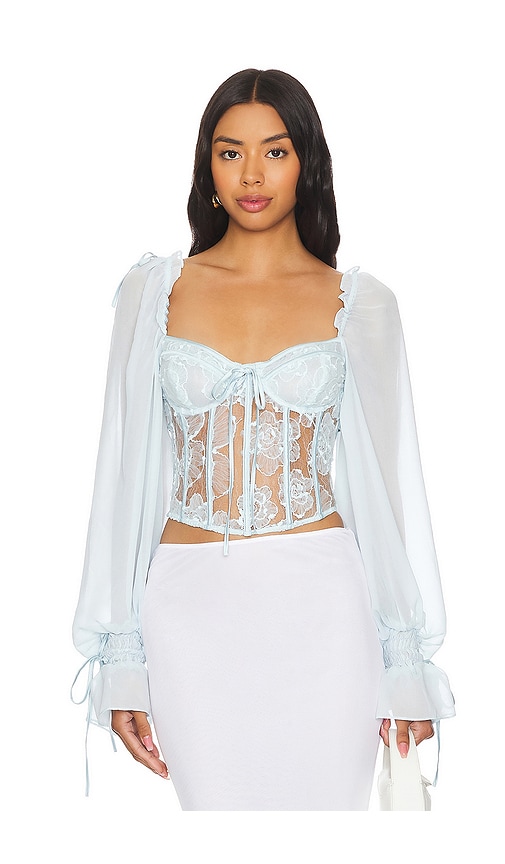 For Love & Lemons Sade Top in Light Blue | REVOLVE