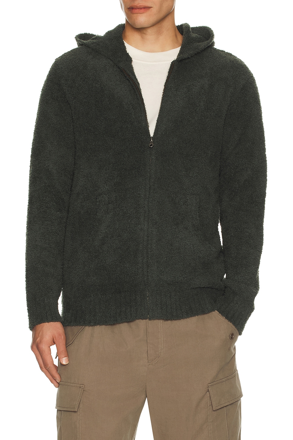 Barefoot Dreams Cozychic Zip Hoodie in Dark Moss | REVOLVE