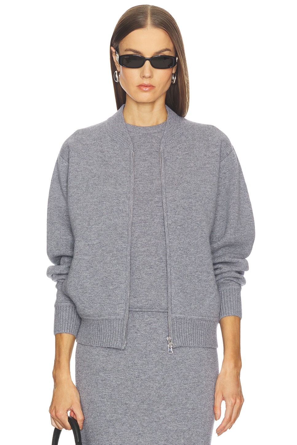 SRG Velma Knit Bomber Jacket in Grey | REVOLVE