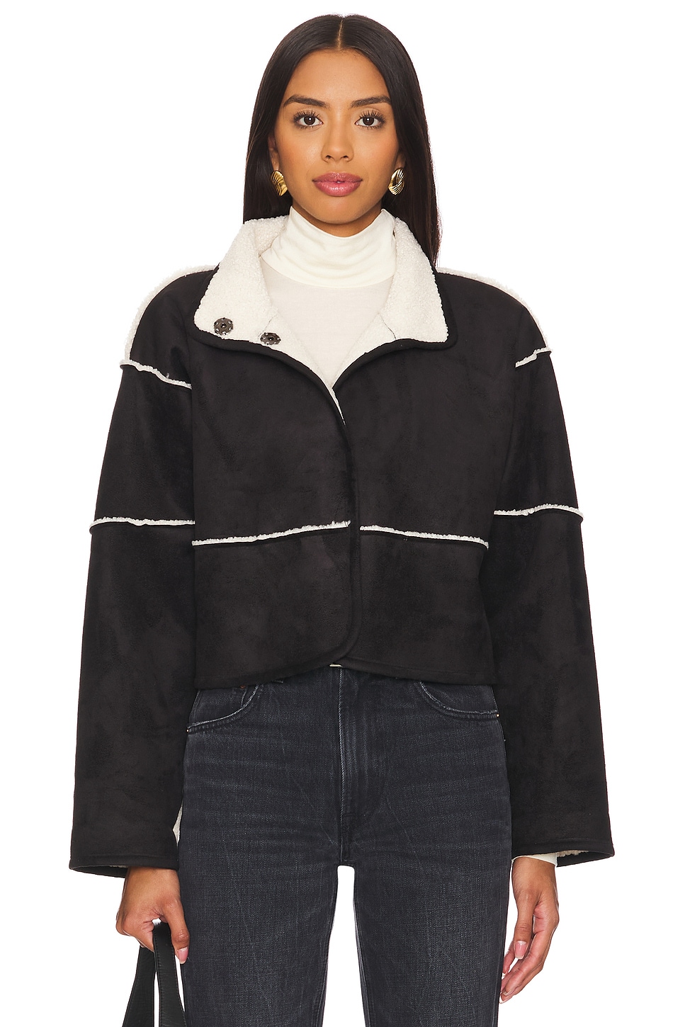 Velvet by Graham & Spencer Kelly Reversible Sherpa Jacket in Black