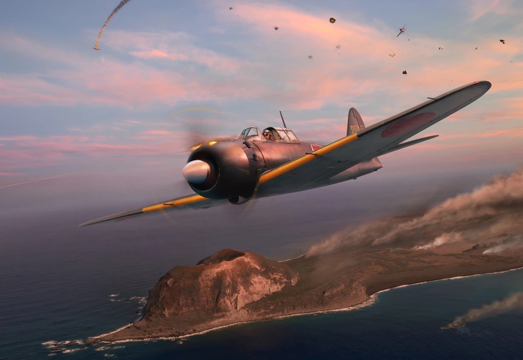 Iwo Jima Aviation Art: Mitsubishi A6M5 Zero Over Iwo Jima by Ron