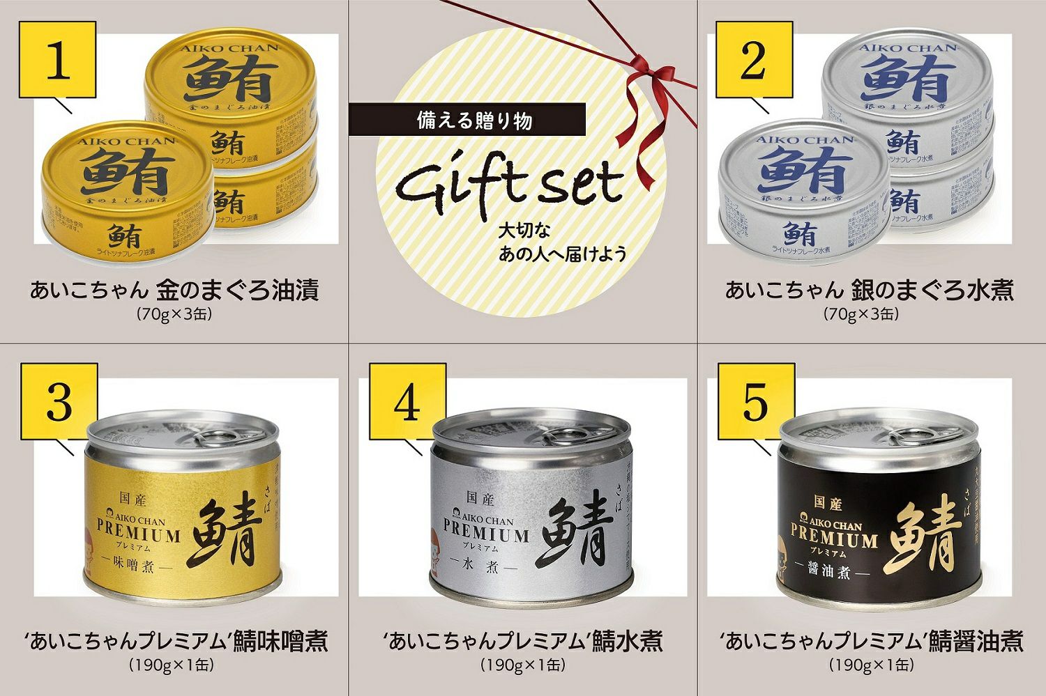 熨斗付き】あいこちゃんギフト サバ・まぐろセット 9缶入り | 伊藤食品
