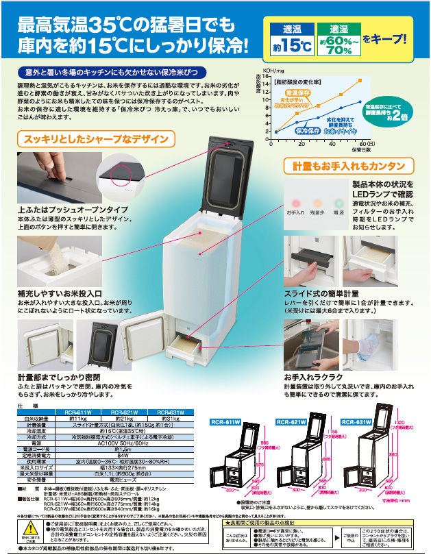 エムケー精工 保冷米びつ RCR-621W【 冷えっ庫 】 - 農機具
