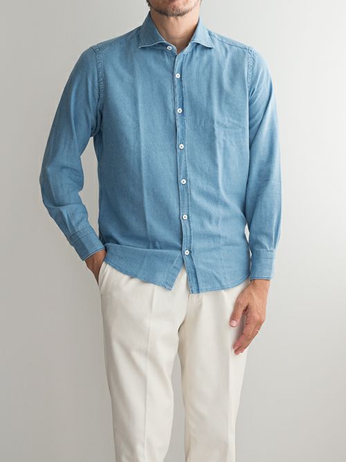 Giannetto ジャンネット デニムシャツ vinci fit BLUE | ITAL STYLE WEAR