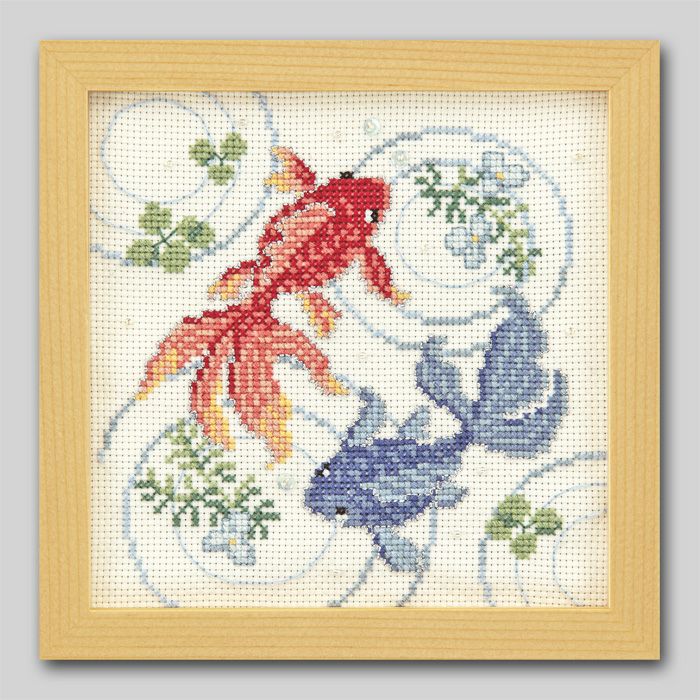 クロスステッチフレーム＜涼やかな水面＞ | リバティ 生地、編み物