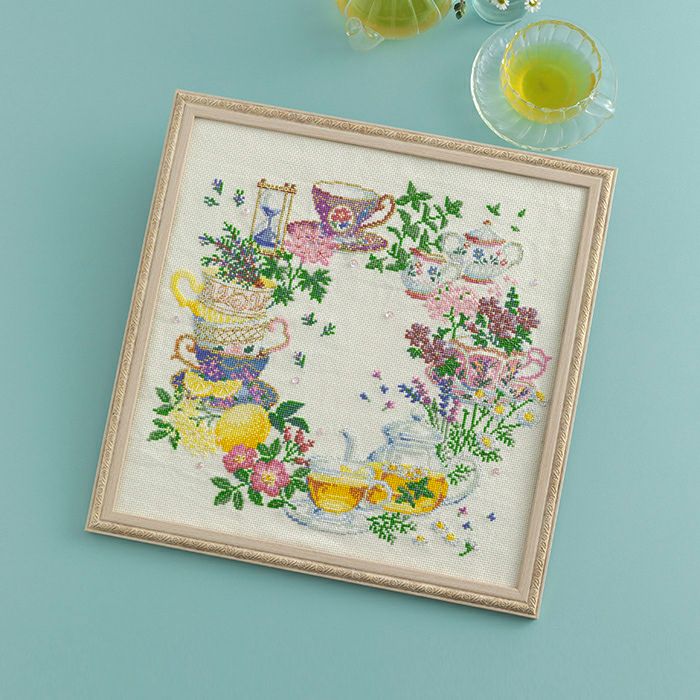 クロスステッチフレーム＜ハーブティーの香り＞ | リバティ 生地