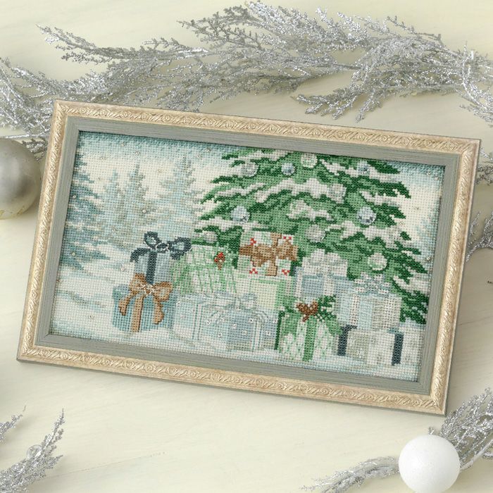 クロスステッチフレーム＜雪降る森の中で＞ | リバティ 生地、編み物