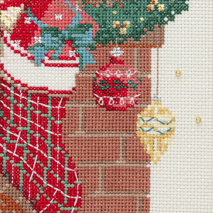 クロスステッチフレーム＜HAPPY HOLIDAYS～暖炉の明かり