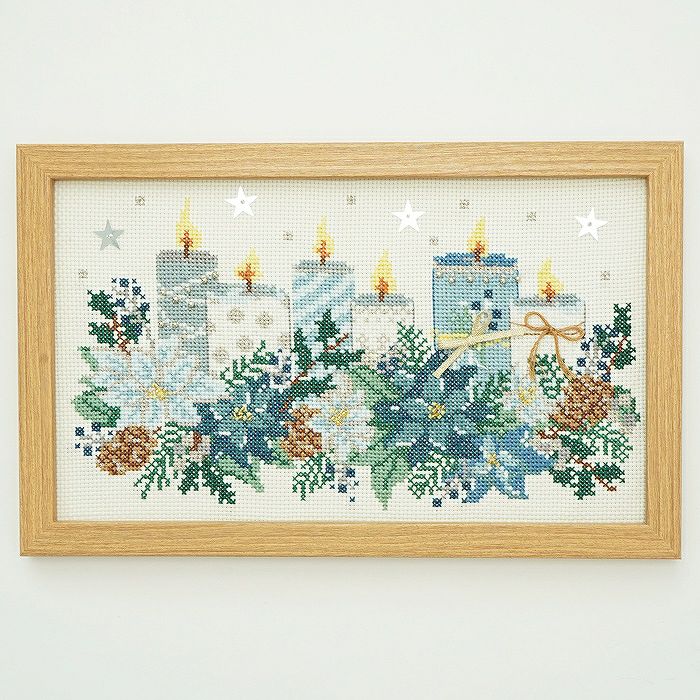 完成品】クロスステッチフレーム＜クリスマスベルのアレンジ
