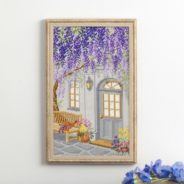 クロスステッチフレーム＜藤棚のある家＞ | リバティ 生地、編み物