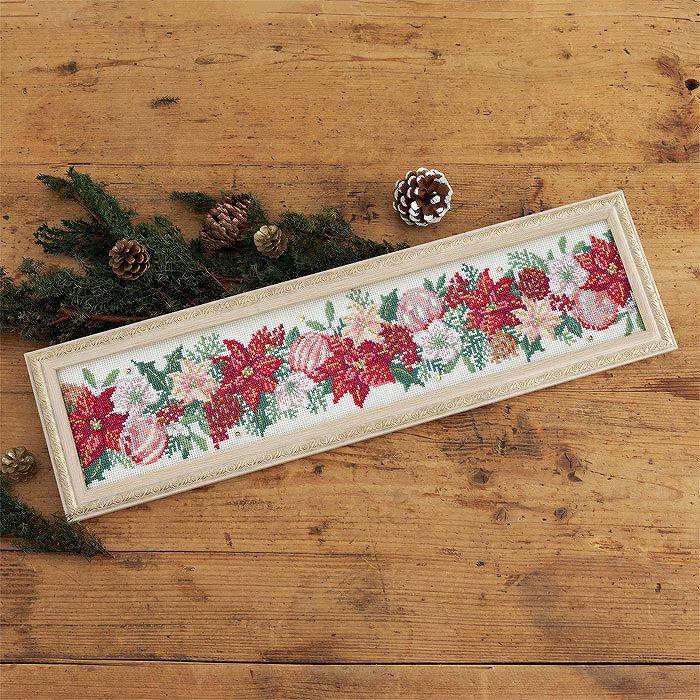 完成品】クロスステッチフレーム＜クリスマスベルのアレンジ