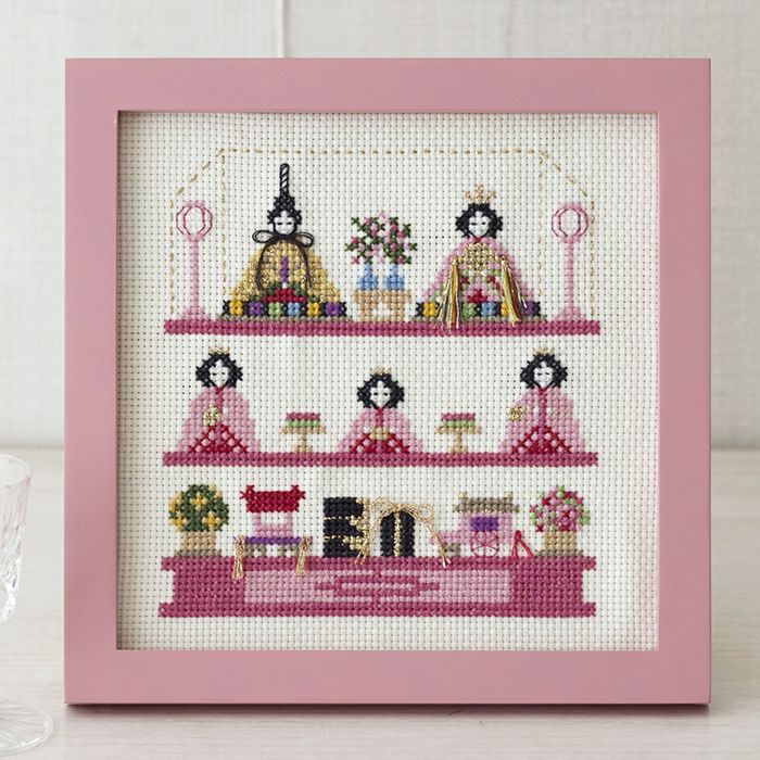 ステッチクロス＜立ち雛＞ | リバティ 生地、編み物、刺繍、刺し子の
