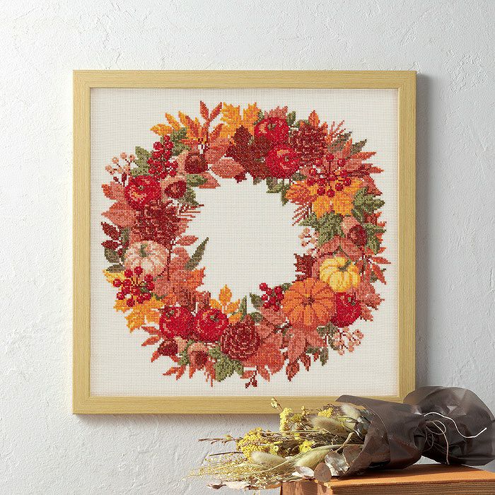 クロスステッチフレーム＜サンフラワーリース＞ | リバティ 生地