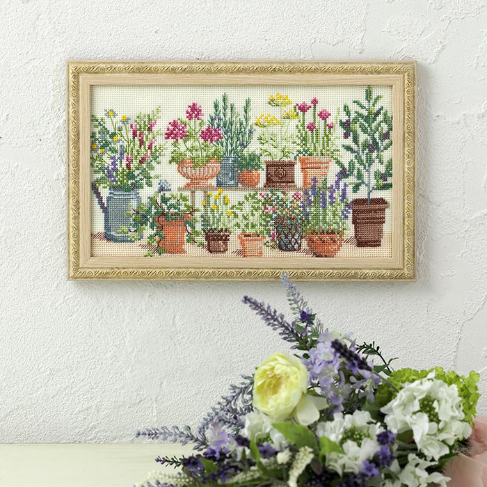 クロスステッチフレーム＜睡蓮：朝＞ | リバティ 生地、編み物、刺繍