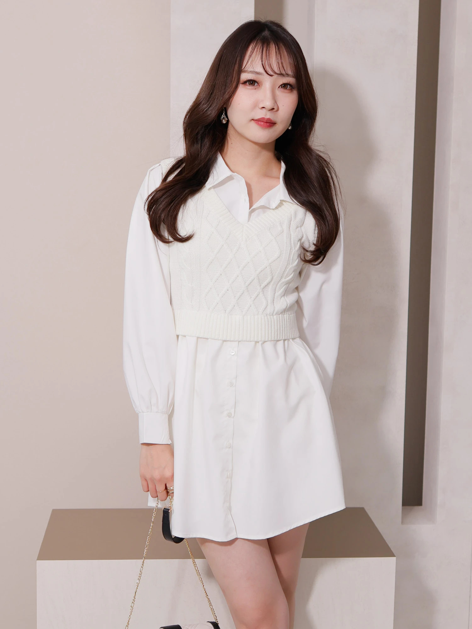 LIP SERVICE（リップサービス）｜ ニットベストレイヤードシャツ