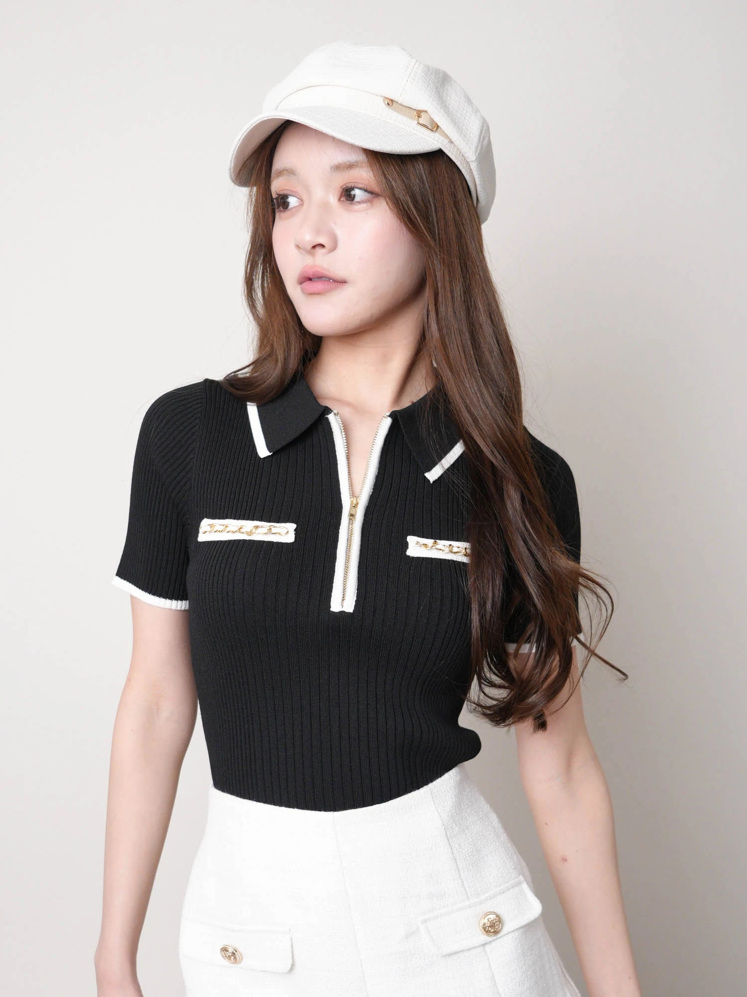 LIP SERVICE（リップサービス）｜ ハーフZIPチェーンポケットニット