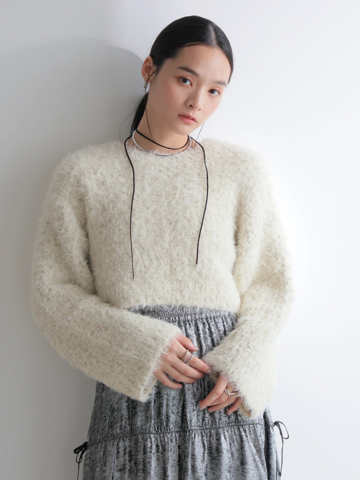 LADYMADE（レディメイド）｜ ラメフェザーショートニットカーディガン