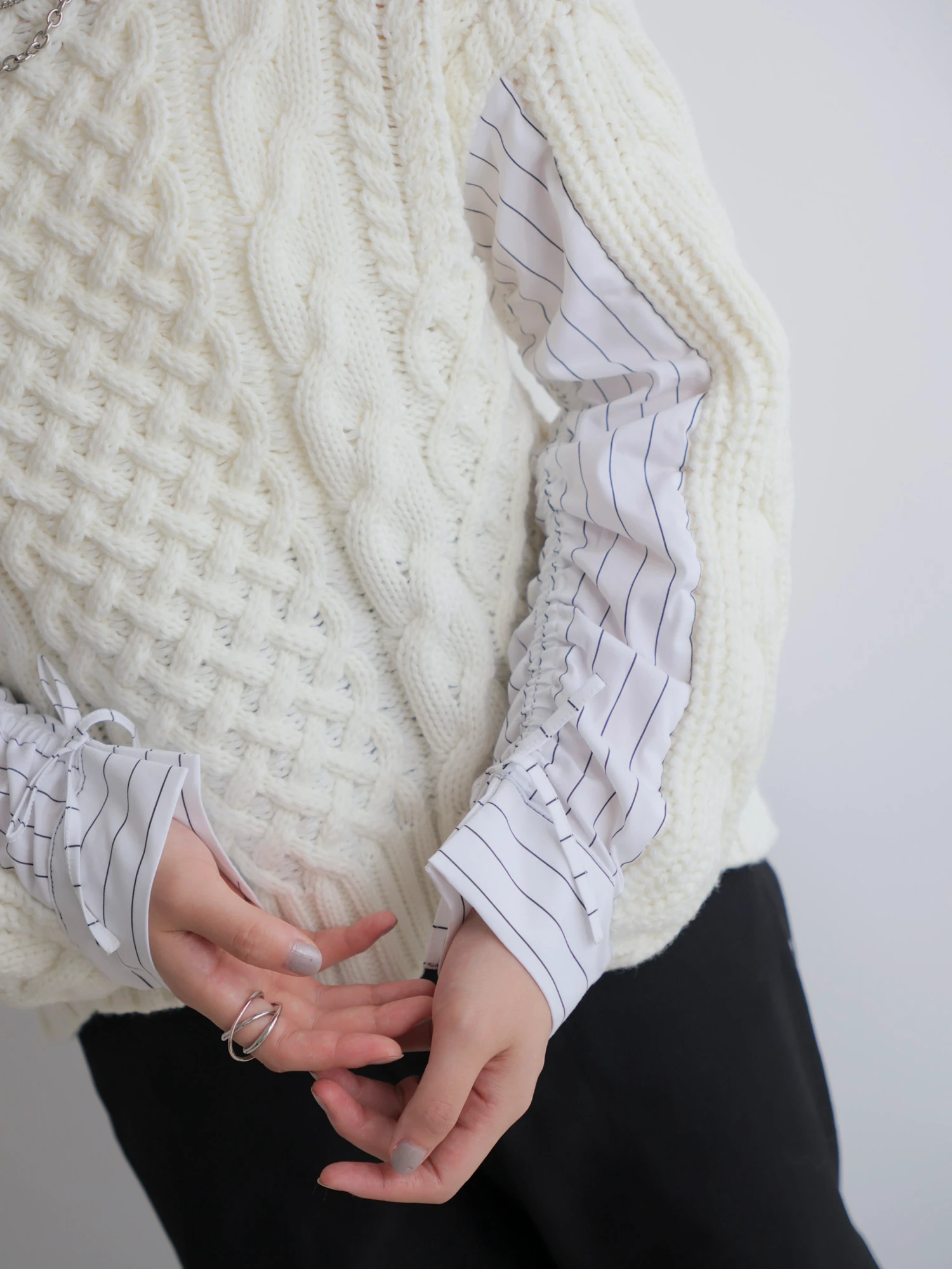 LADYMADE（レディメイド）｜ シャツドッキングケーブルニット アイテム