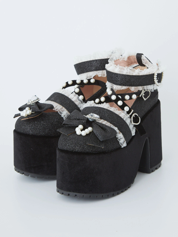 キラキラグリッターバレエコア厚底シューズ - Ank Rouge(アン