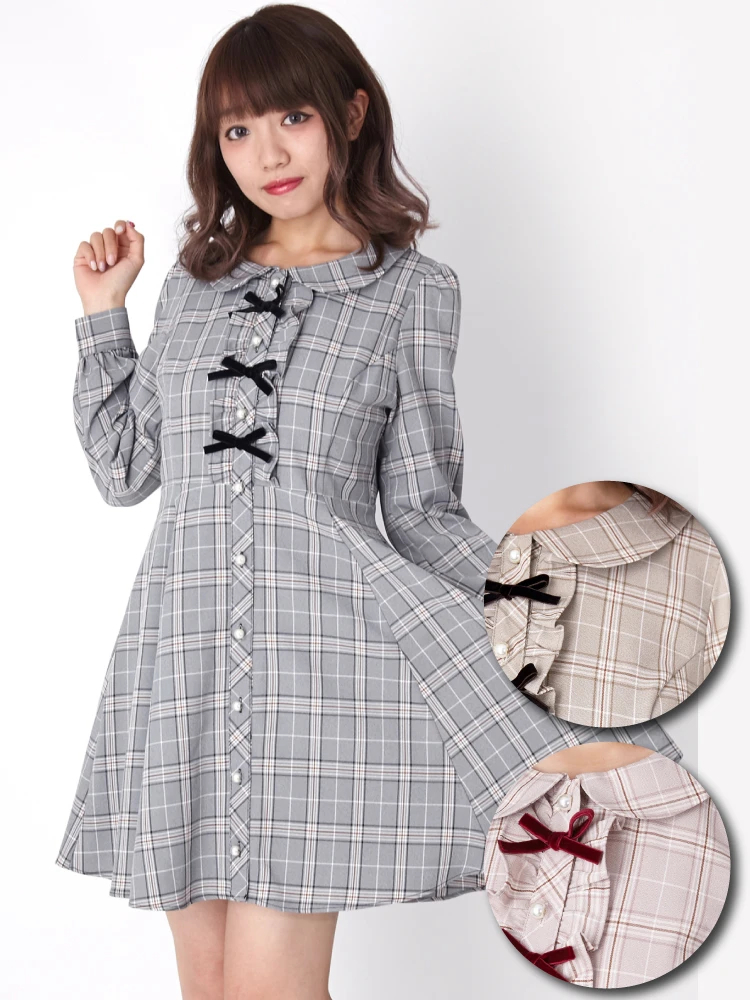 フロントリボンチェックワンピース - Ank Rouge(アンクルージュ)の