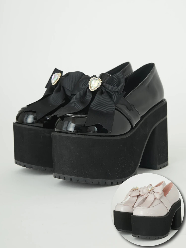 ビジューリボン厚底シューズ - Ank Rouge(アンクルージュ)のパンプス